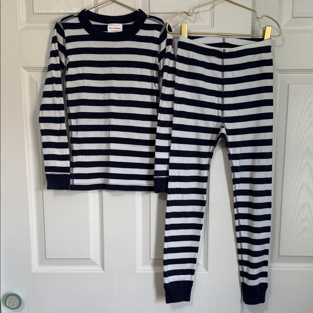Hanna Andersson Navy and White Striped Kids Pajama Set